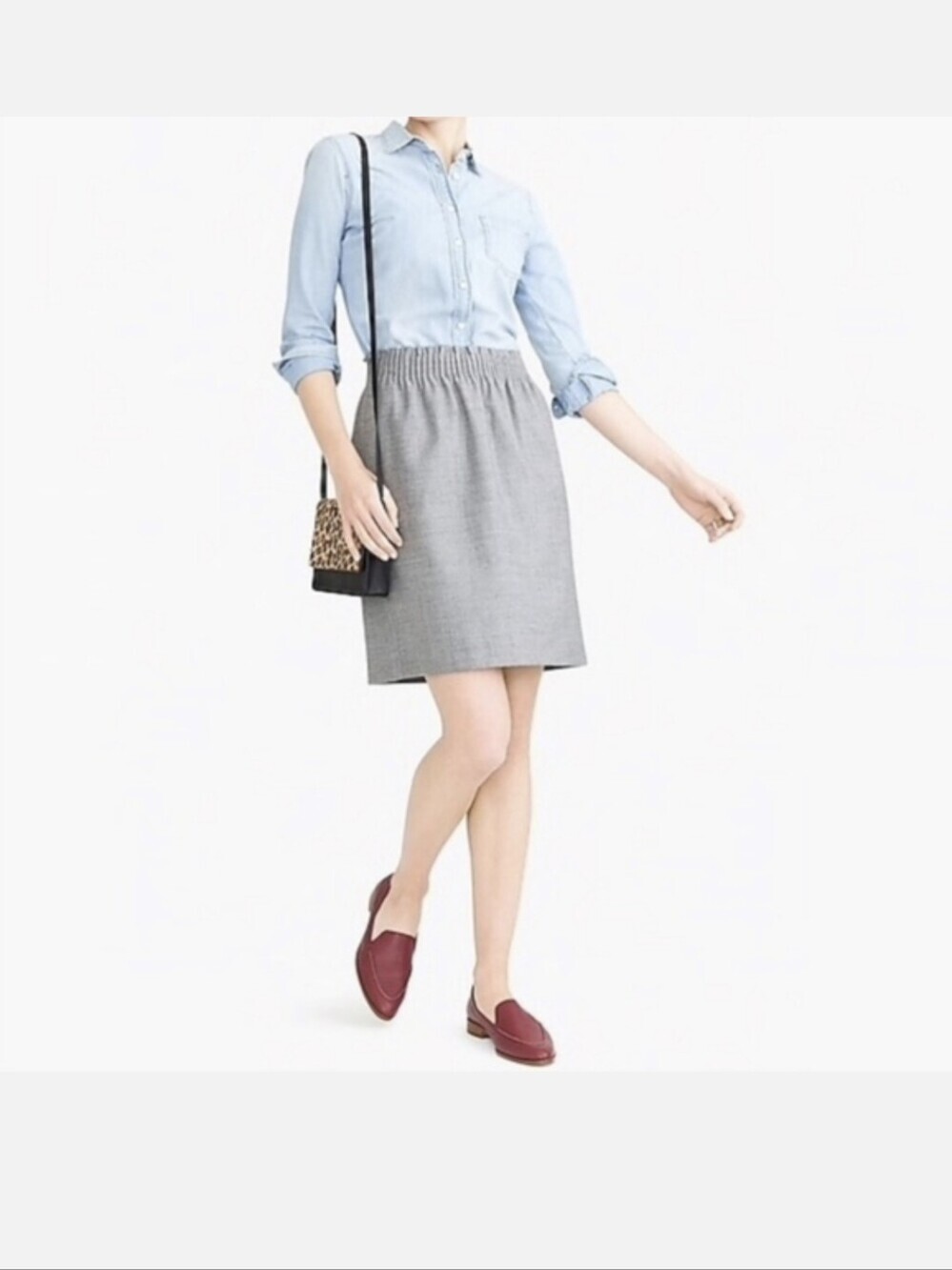 J.Crew,Elastic Waist Tweed Mini Skirt - Neutral Gray, Size 2